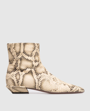 Paris Texas Beige leather boots BETTINA with reptile leather embossing PX1561XPTML