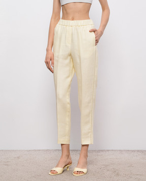 Peserico Yellow linen pants with monil chain P0407202606
