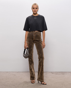 AMIRI Grey cropped T-shirt with embroidered logo AW426JR014
