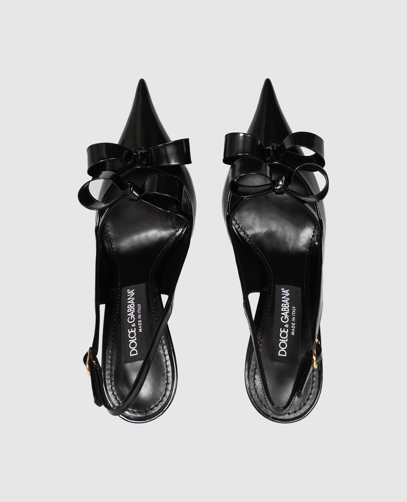 Black leather glossy slingbacks with bows Dolce&Gabbana 4