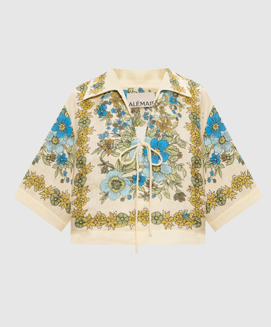 Sophia yellow linen top