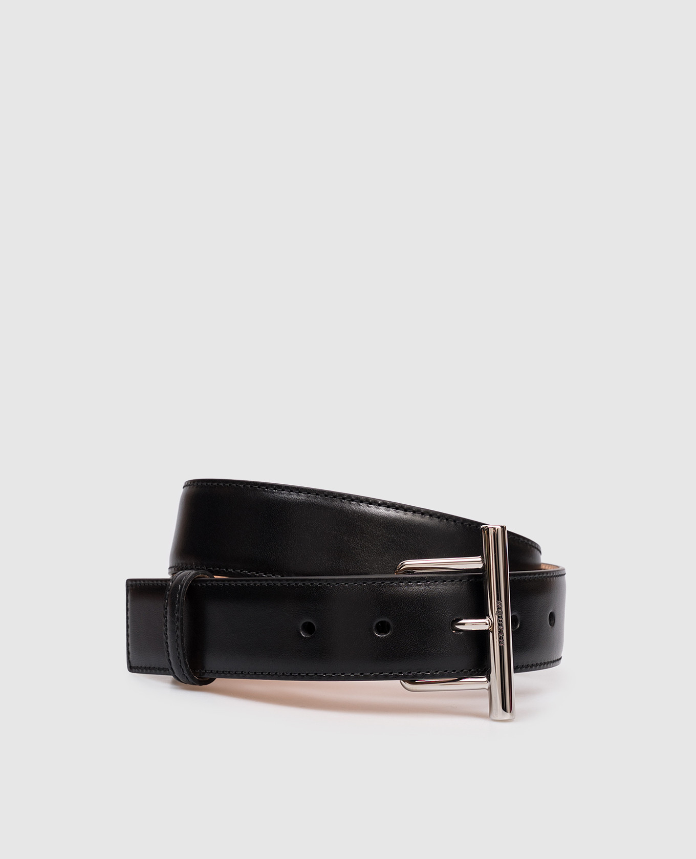 

Black leather T-bar belt with logo Alexander McQueen