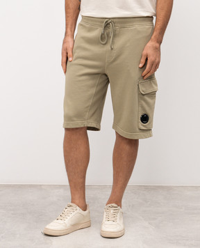 C.P. Company Khaki shorts with logo MSB741A110044R