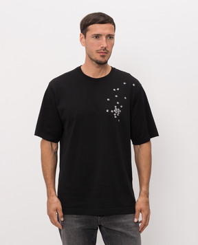 Dolce&Gabbana Black T-shirt with DG appliqués G8PN9TG7Q0Y