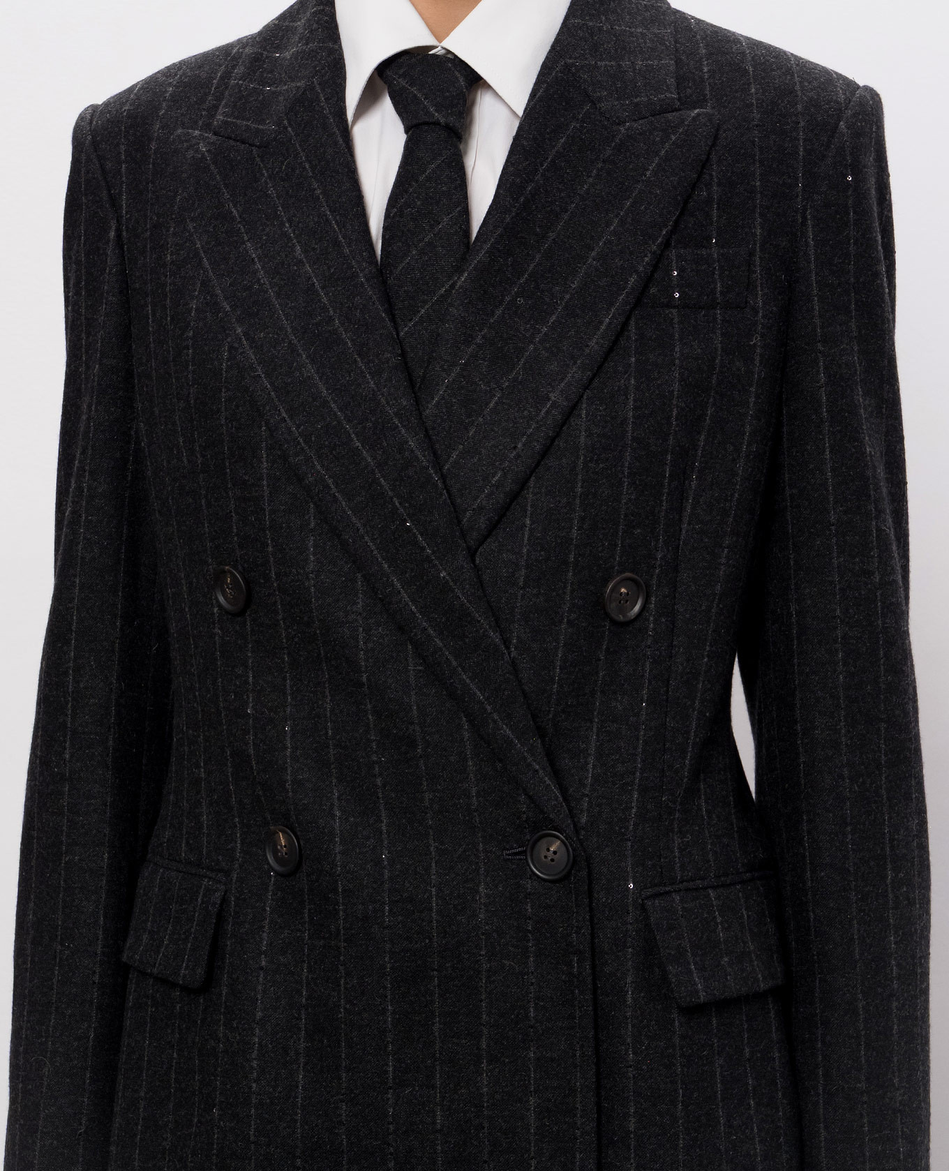 Dark gray striped wool jacket Brunello Cucinelli 5