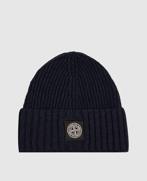 Stone Island Children's blue hat with wool and cashmere L2S16N100003S00M3