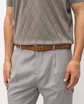 Brunello Cucinelli Brown suede braided belt MAUGT344P