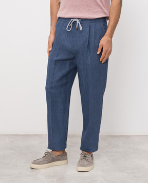 Brunello Cucinelli Blue linen pants MH248E1710