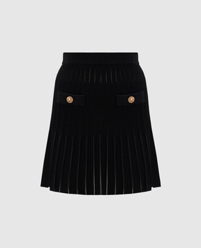 Balmain Black skirt with woven stripe pattern HF1LBB53KK10