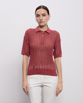 Peserico Burgundy openwork polo with sequins A99081F0509110