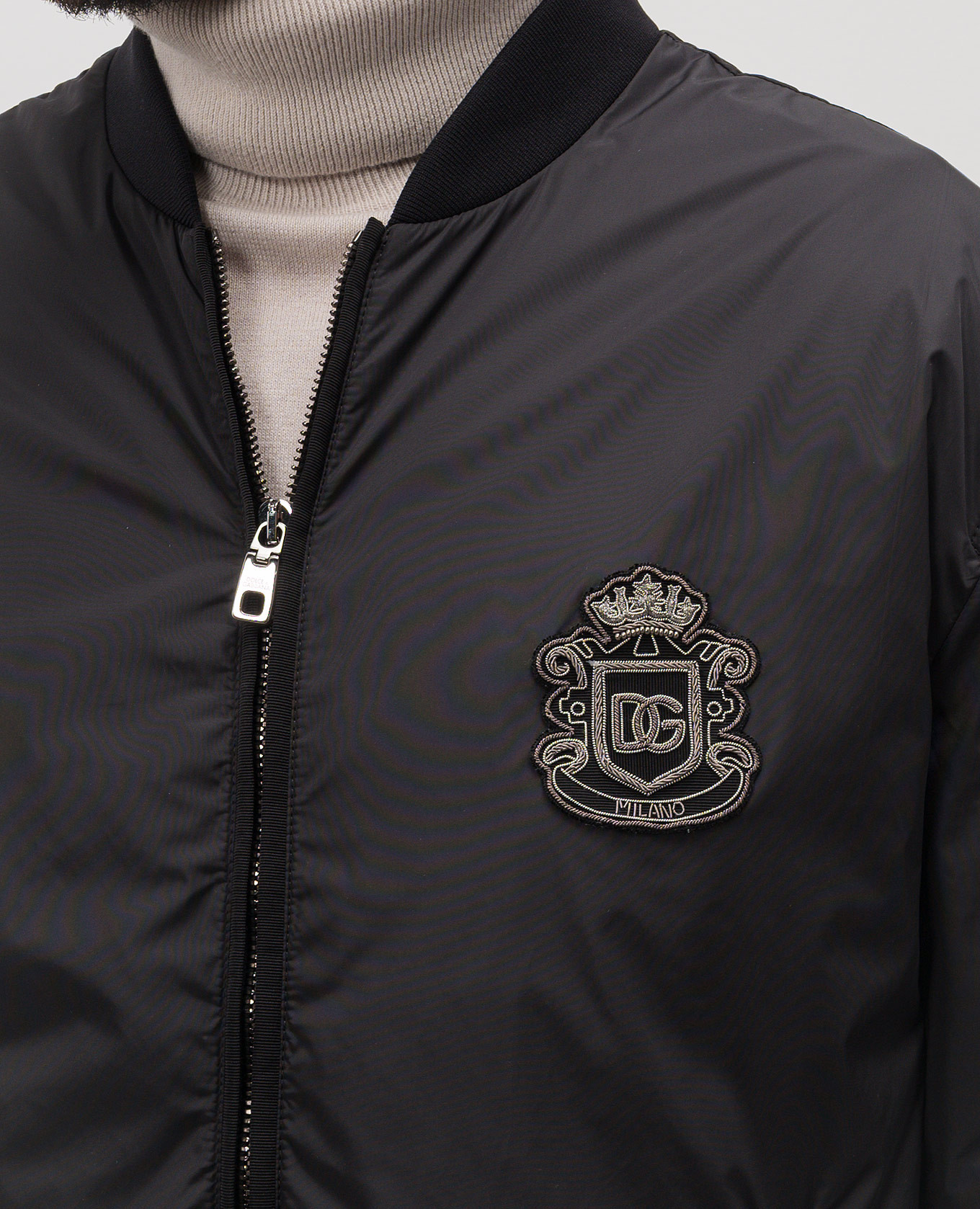 Black bomber jacket with heraldic logo patch Dolce&Gabbana 5