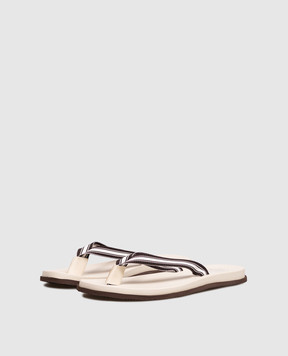 Brunello Cucinelli Beige striped flip-flops MPUNAVH328