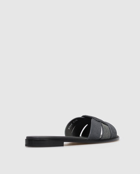 Doucal's Gray suede flip-flops with a monil chain DD8906DEGNUF278