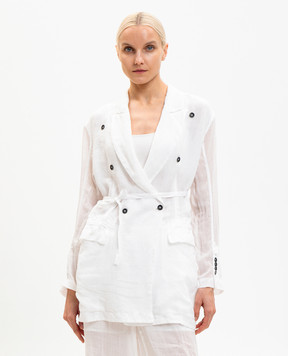 Masnada White double-breasted jacket with frame 8051