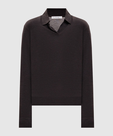 Pauli brown wool and silk polo shirt