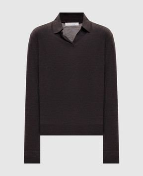 The Row Pauli brown wool and silk polo shirt R001252Y1043