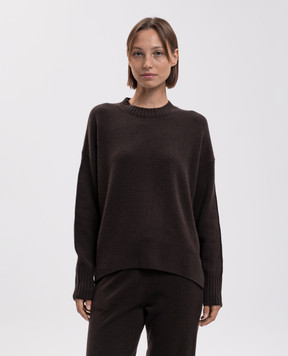 Allude Brown cashmere sweater with slits 26511151