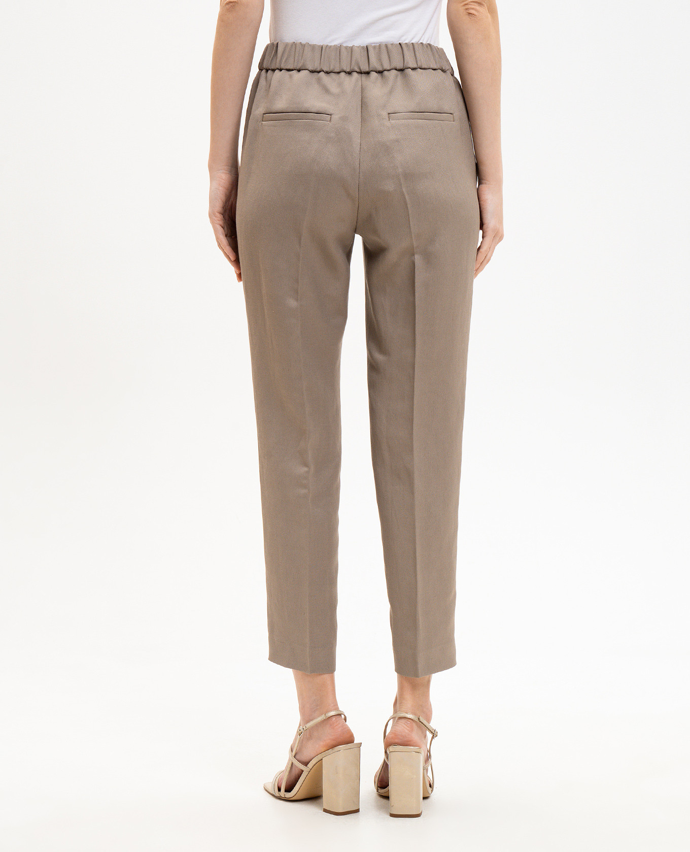 

Beige linen pants with monil chain Peserico