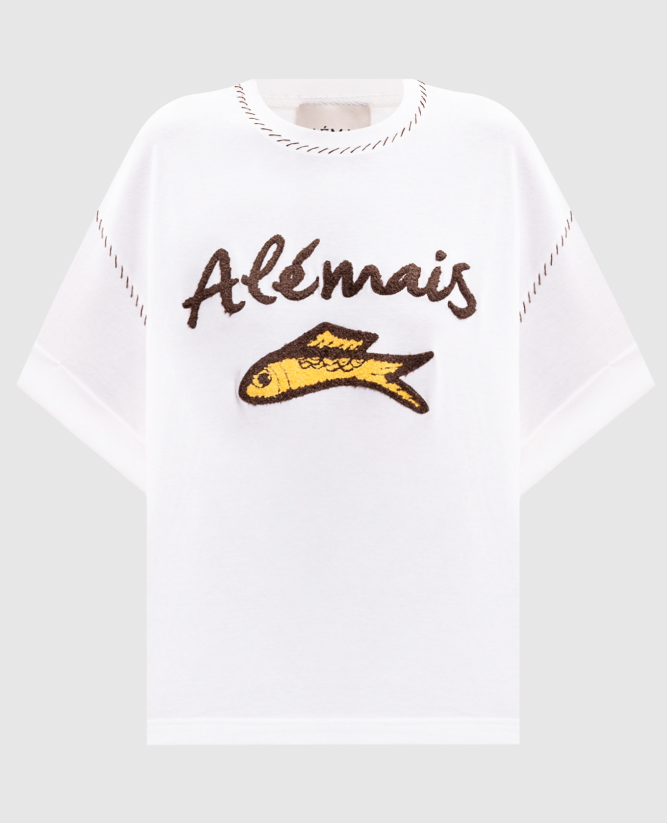 Scuba Cuffed T-Shirt in Ivory Alemais