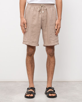 Vilebrequin Beige linen cargo shorts BAIU3U01