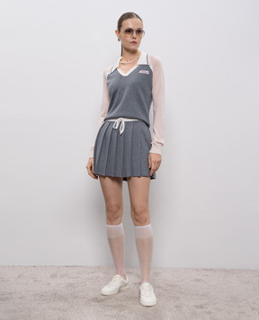 Casablanca Gray pleated skirt made of merino wool WAW25KW108401