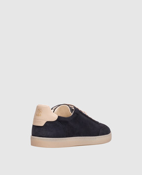 Brunello Cucinelli Navy suede sneakers MZUMGLJ336
