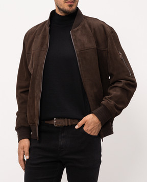 Kiton Brown suede belt USCA006N00108