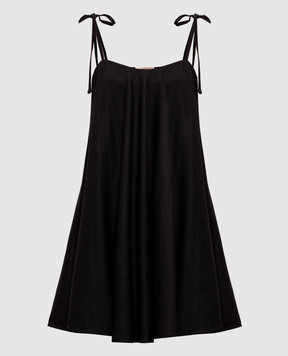 Twinset Black mini dress with linen 261TF2101