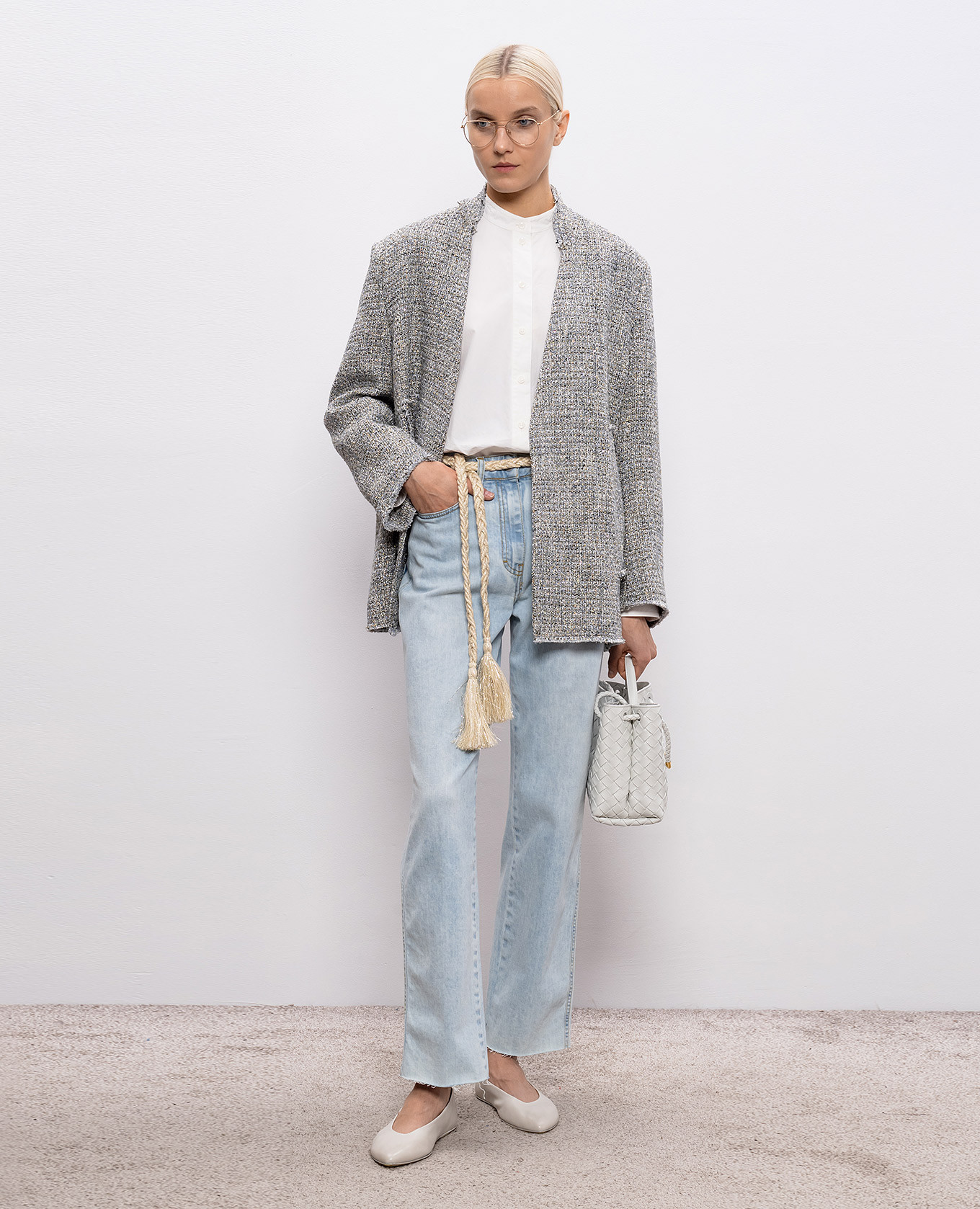 

CATALINA gray tweed jacket with lurex Momoni, Grey