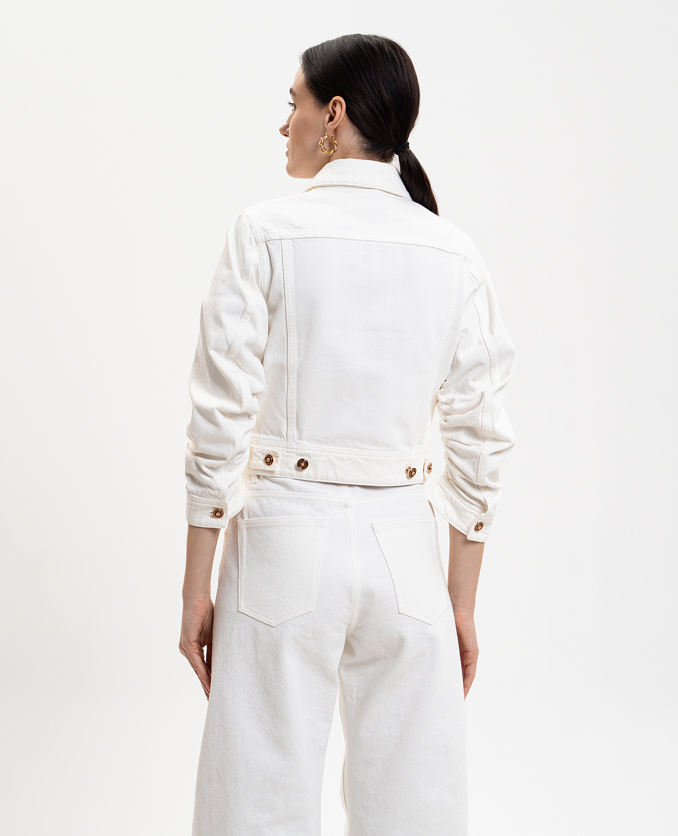 

Adira white denim jacket with drape Gabriela Hearst