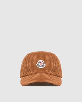 Moncler Brown corduroy cap with logo patch L20933B000075964B