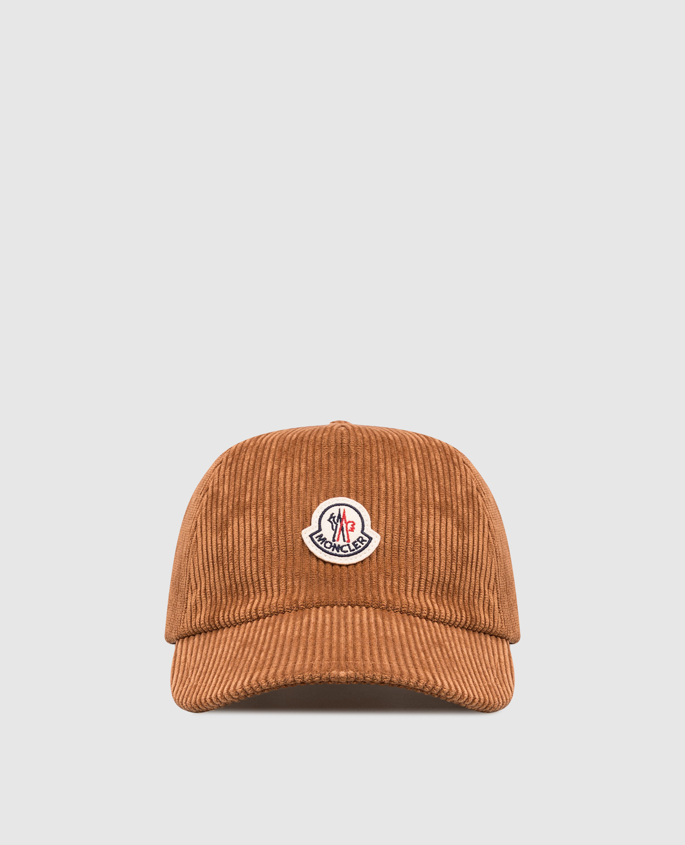 Brown corduroy cap with logo patch