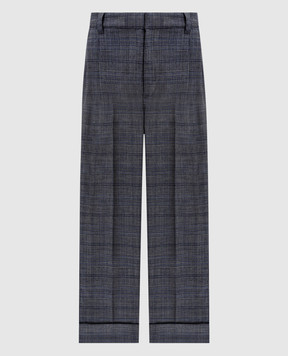 Brunello Cucinelli Gray wool checked pants MP522P9017
