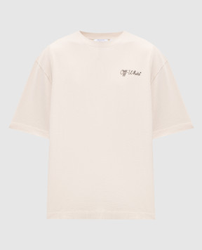 Off-White Beige T-shirt with logo print 44MAA120S26J01D