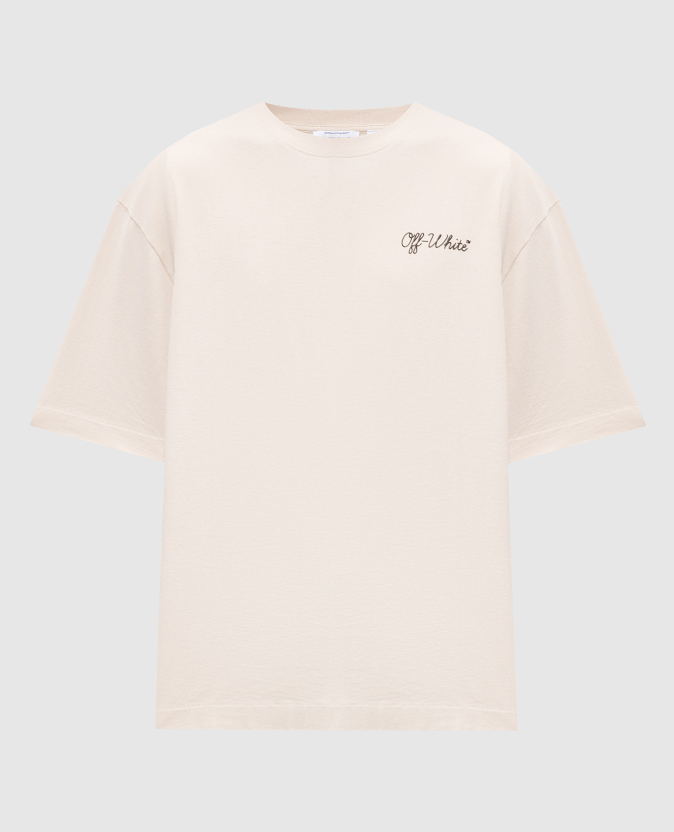 Beige T-shirt with logo print