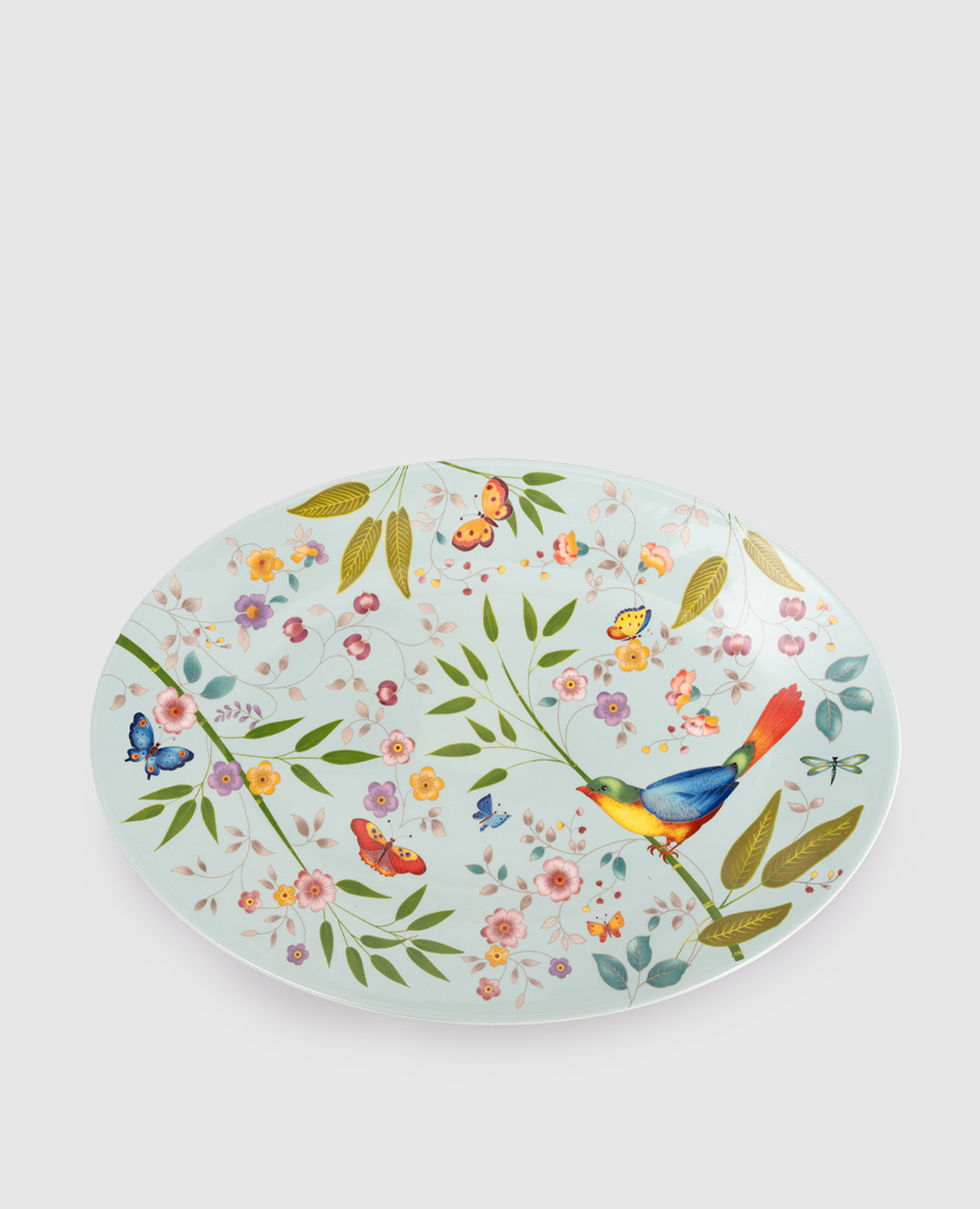 

Blue porcelain oval dish Incanto di Primavera Geminiano Cozzi 1765, Light blue