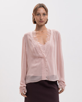 Twinset Pink blouse with lace 262AP2282