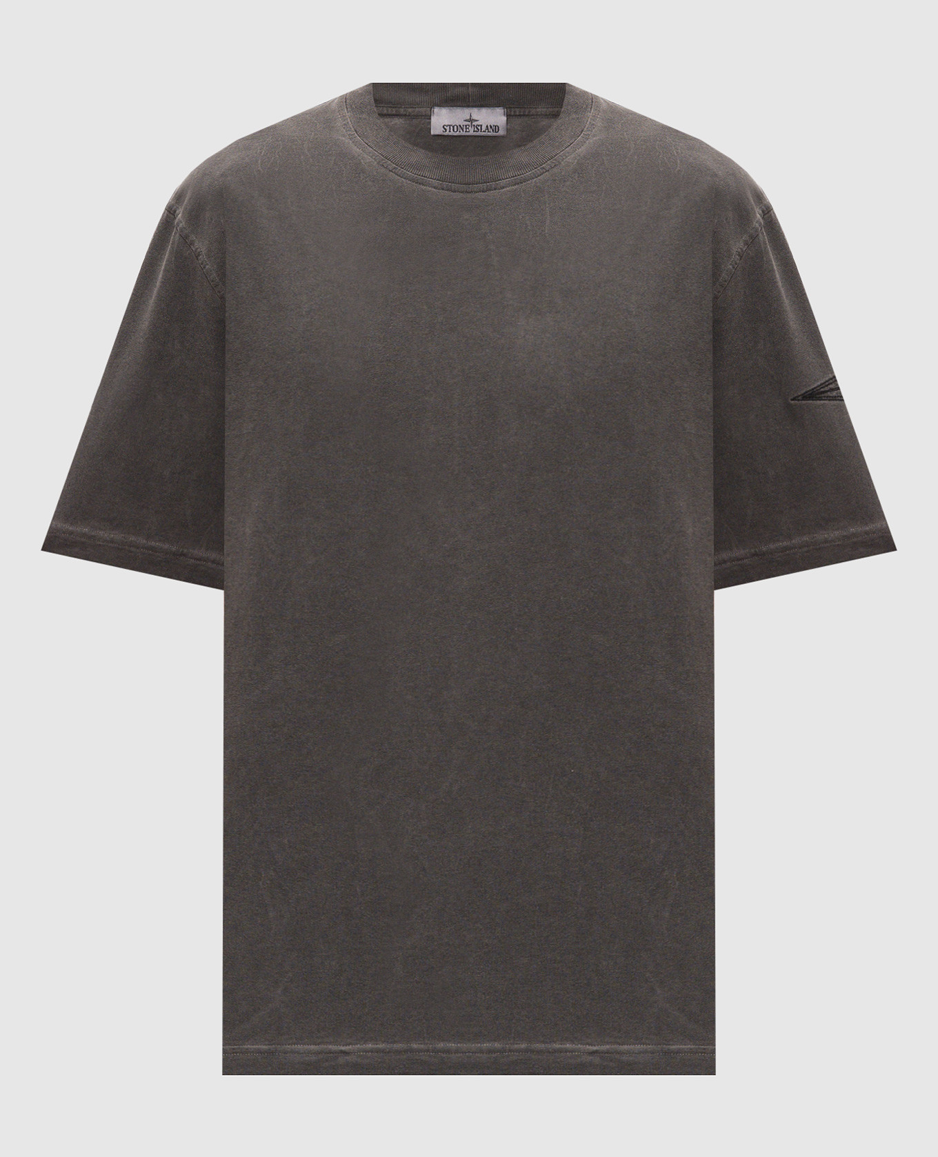 Gray T-shirt with embroidered emblem Stone Island