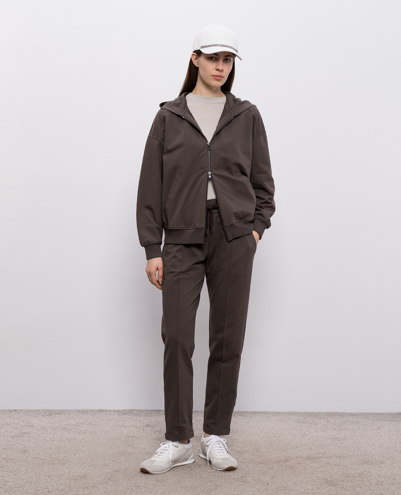 Gray cashmere and silk lurex t-shirt Brunello Cucinelli 2