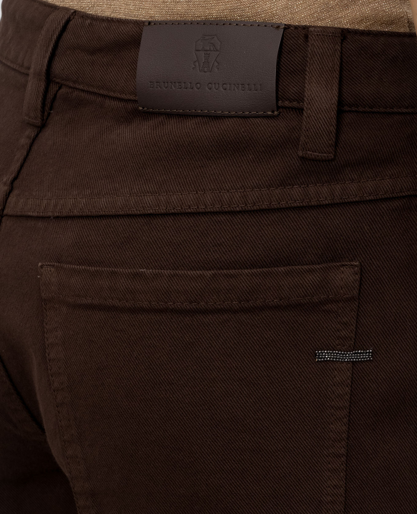 Brown jeans with logo patch Brunello Cucinelli 5