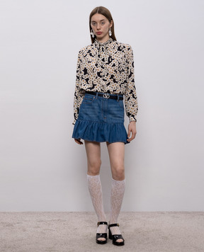 Valentino Black silk blouse with floral print 8B3AB8369WW