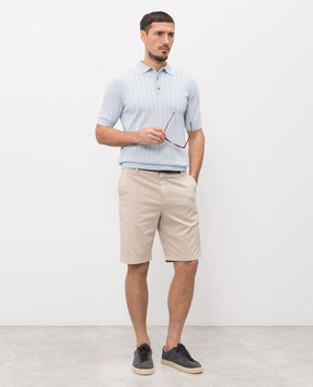 Peserico Blue ribbed cotton polo shirt R59490F189173R