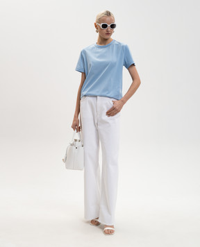 Fabiana Filippi Blue T-shirt with a monil chain JED266F133L796