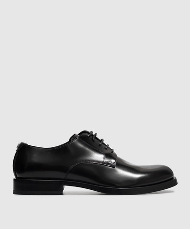 Black leather derby shoes with DG monogram