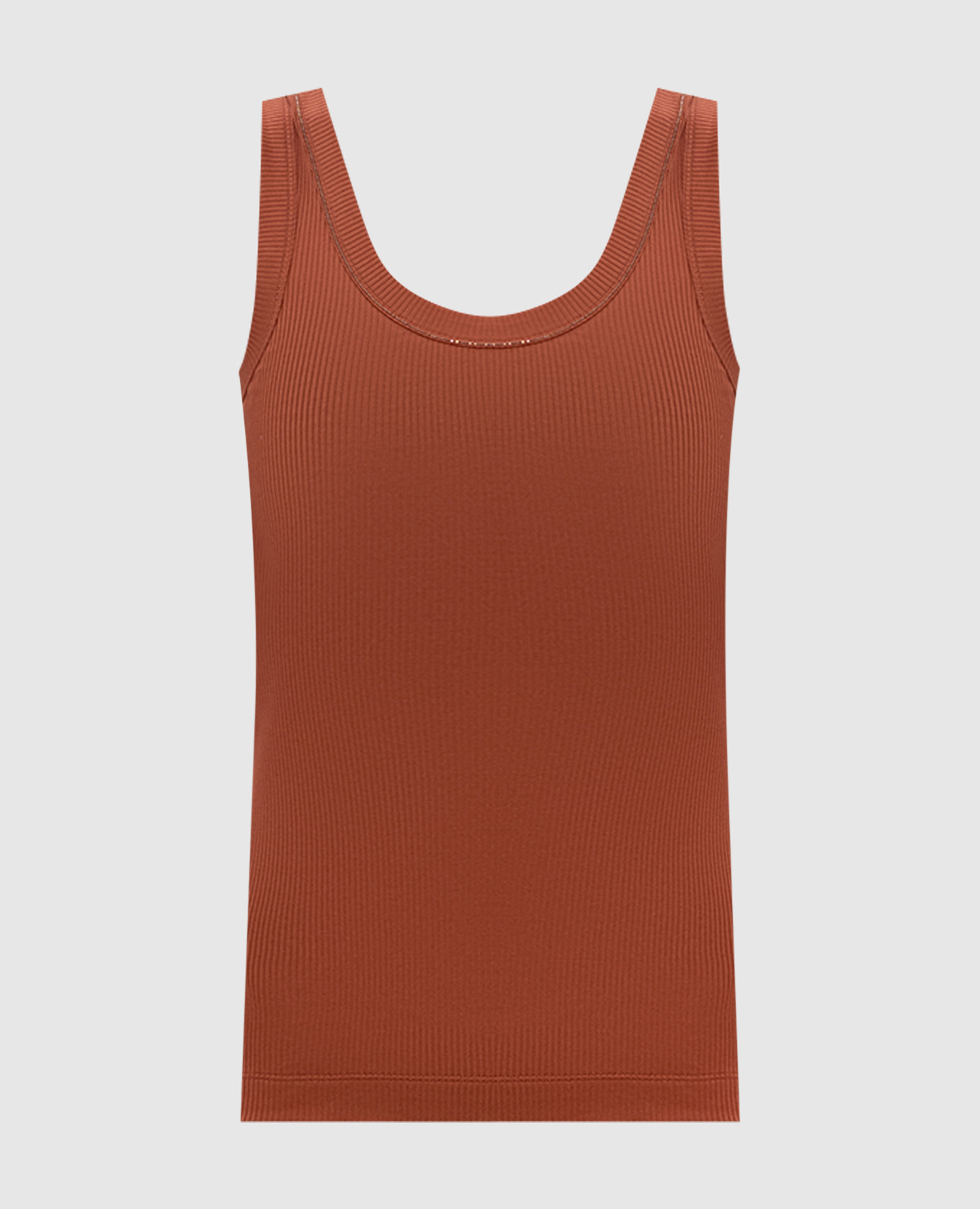 

Brown ribbed top with monil chain Brunello Cucinelli