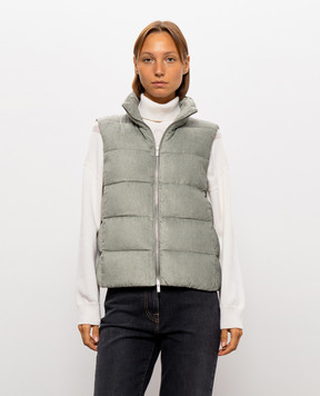 Peserico Green corduroy down vest A0347502246