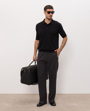 Balmain Black polo shirt with embroidered logo HH1GB045KK24