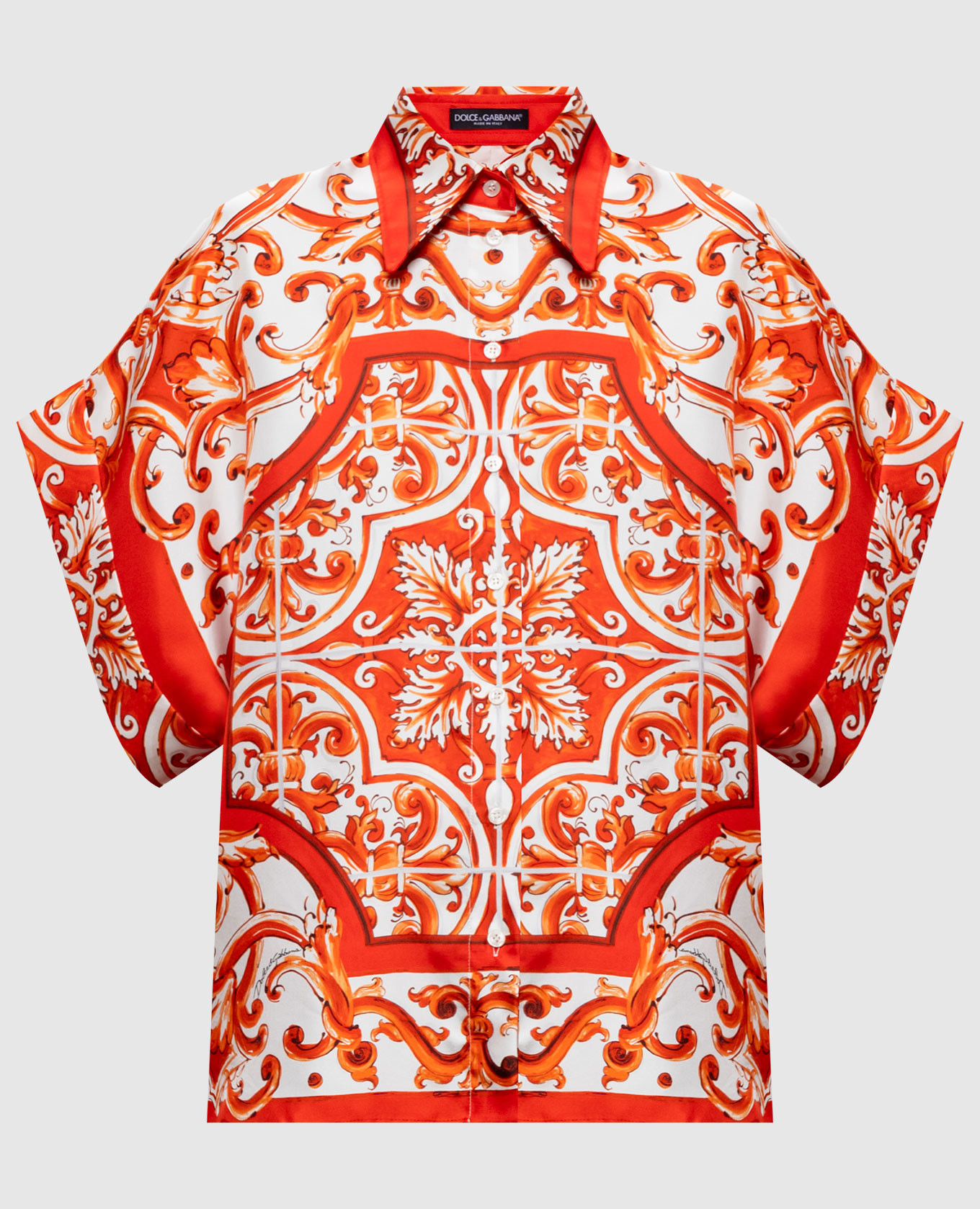 Silk blouse with branded print