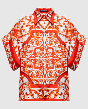 Dolce&Gabbana Silk blouse with branded print F5T52TGDDRE