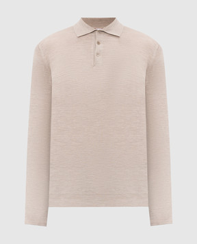 Brunello Cucinelli Beige melange polo shirt made of wool and cashmere M2400295